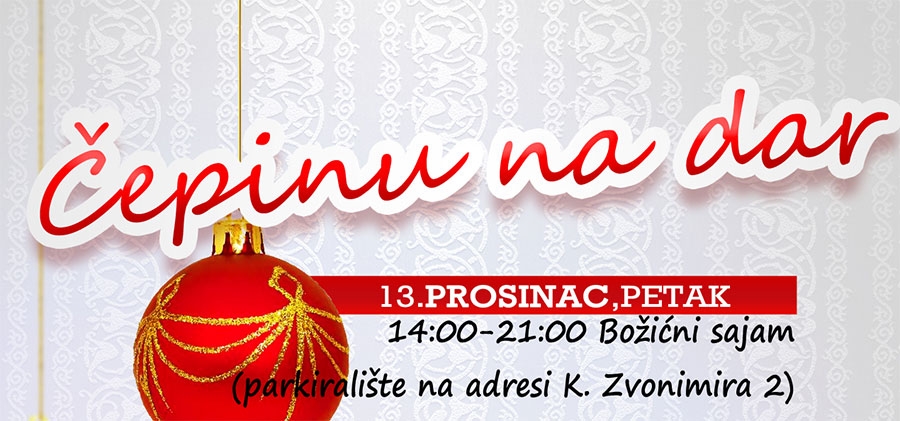 <p>Vrijeme darivanja se bliži. KUD I. K. Adamović i Općina Čepin daruju svoj Čepin prvim Božićnim sajmom te tradicionalno Božićnim koncertom! Pozivamo sve mještane da nam se pridruže 13. i 15 prosinca 2013. god.</p>
